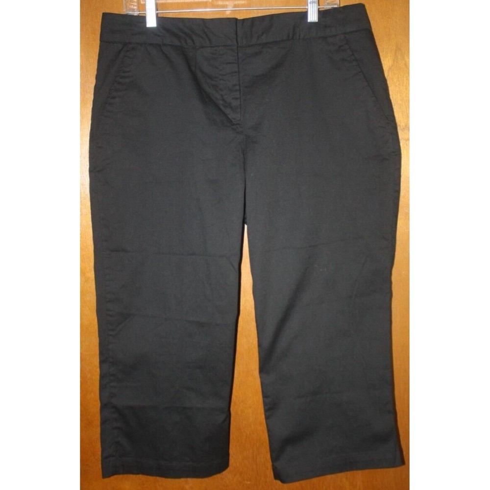 Liz Claiborne Black Cotton Casual Cropped Pants sz 14 NWT